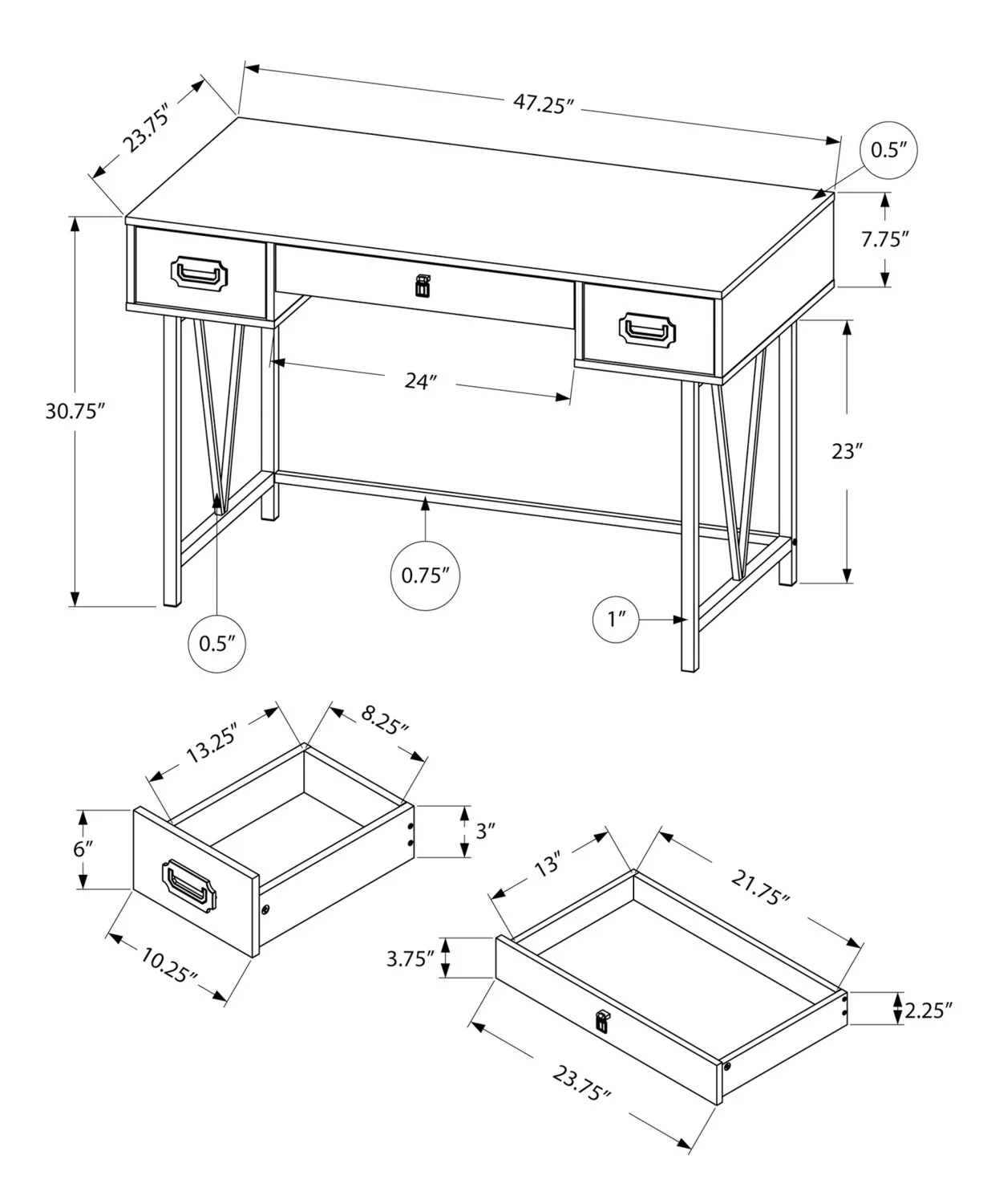 Ferney Desk - Grey - Image 5