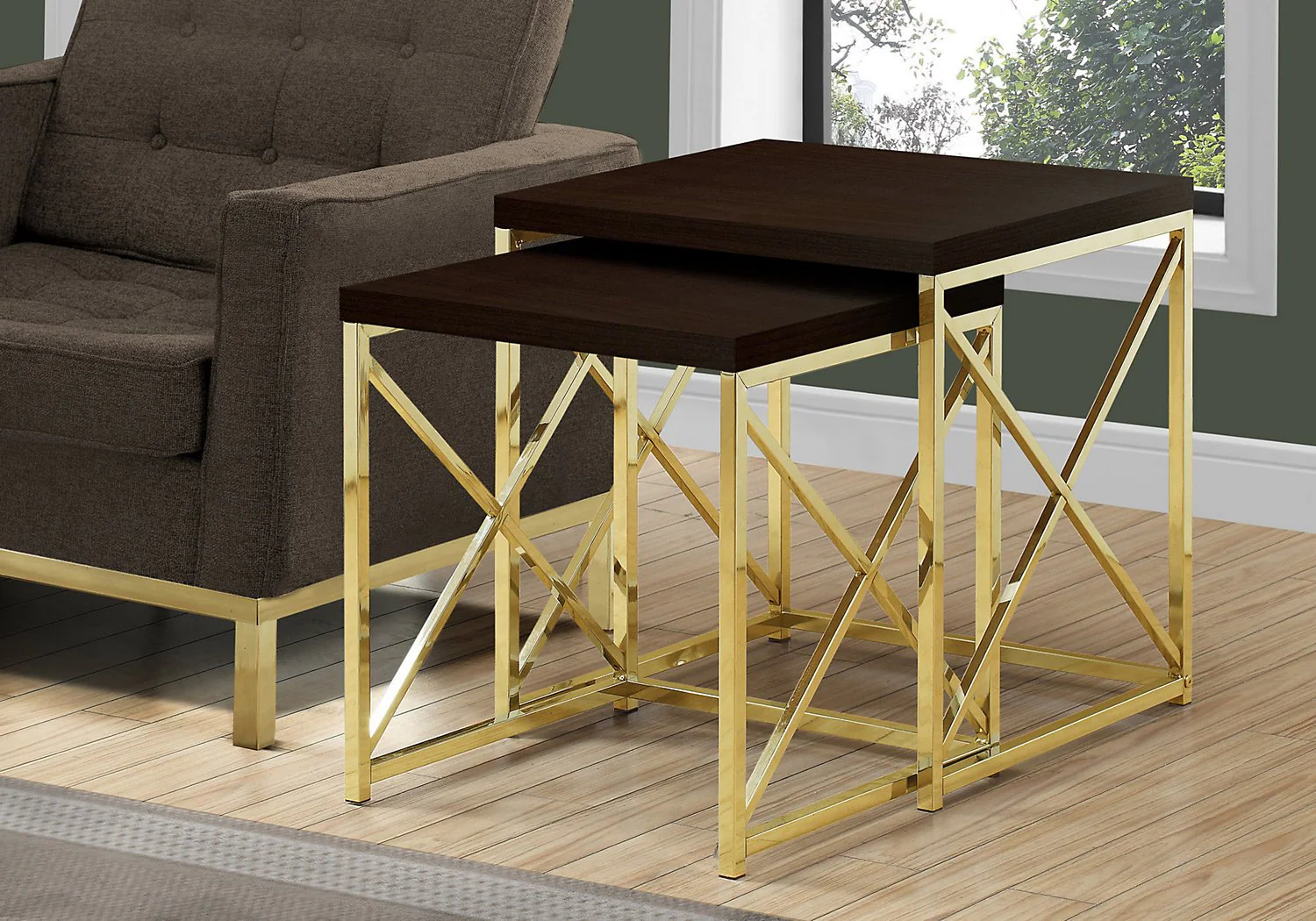 Findlay Nesting Tables - Cappuccino and Gold - Image 3