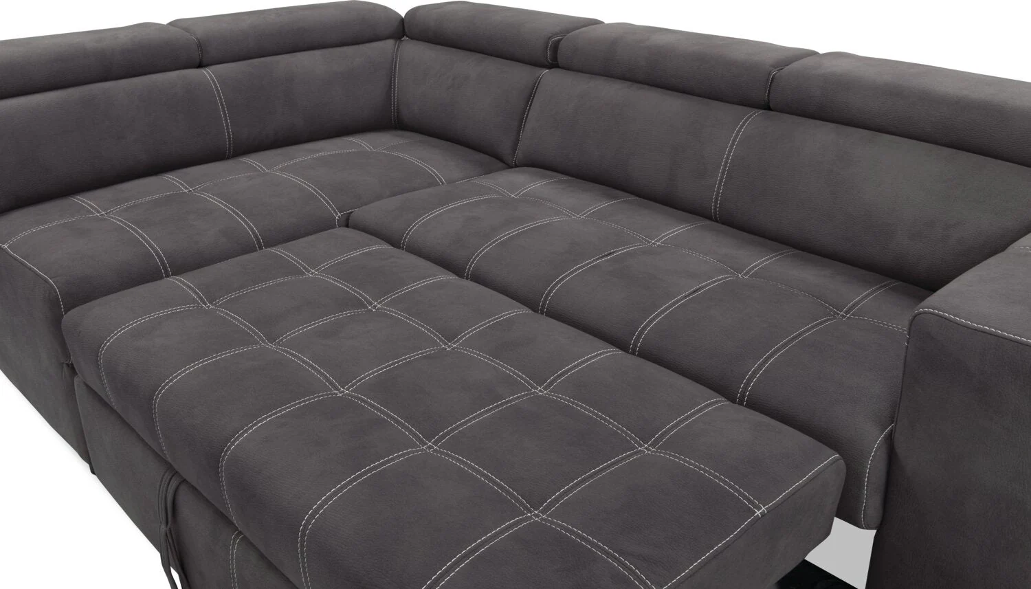 Foynes 3-Piece Faux Suede Left-Facing Sleeper Sectional - Cement - Image 14