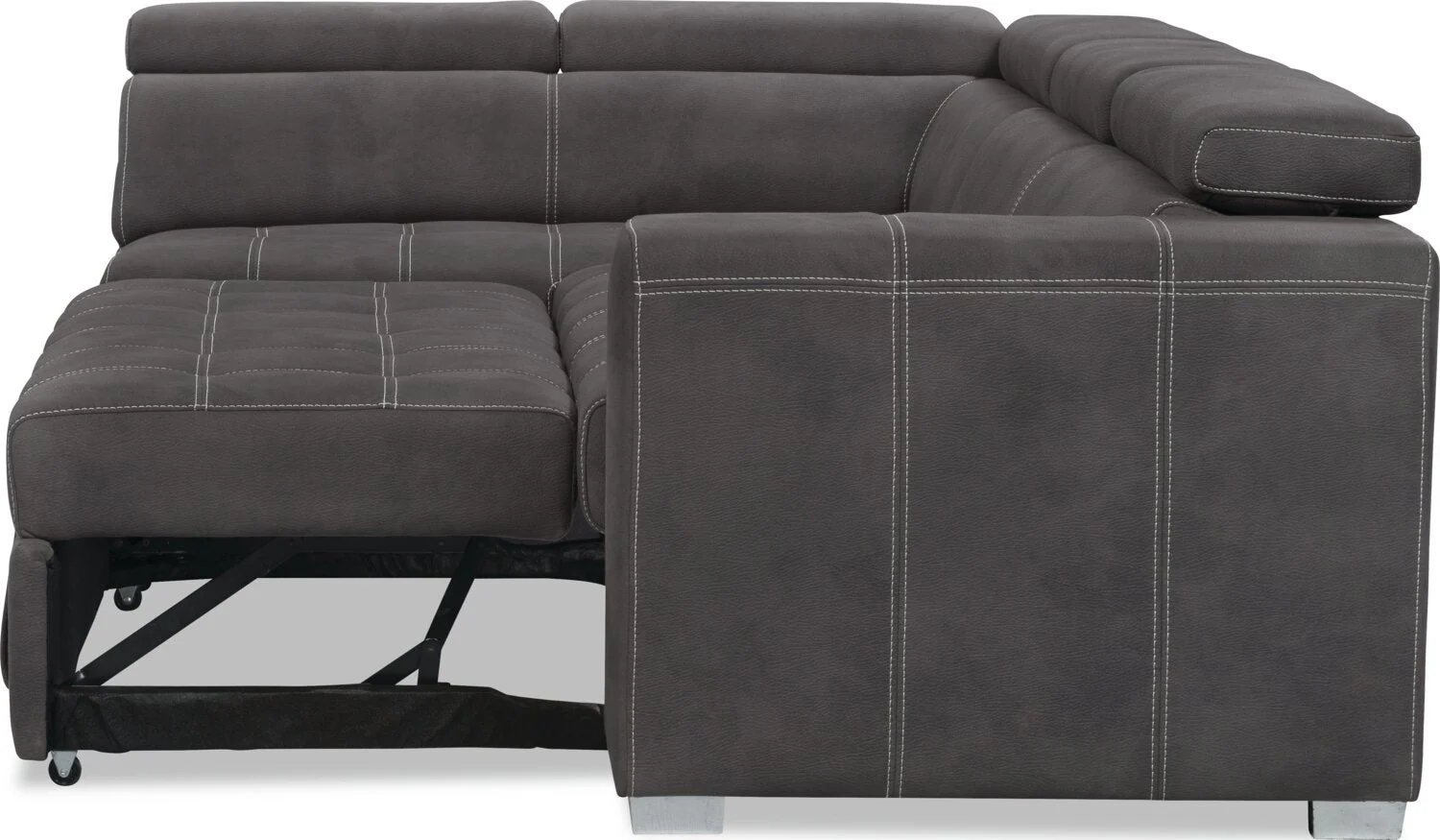 Foynes 3-Piece Faux Suede Left-Facing Sleeper Sectional - Cement - Image 7