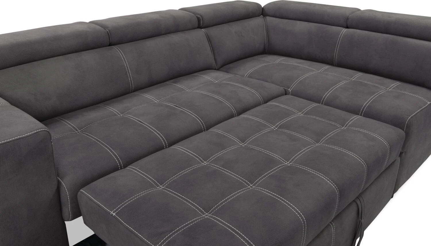 Foynes 3-Piece Faux Suede Right-Facing Sleeper Sectional - Cement - Image 8