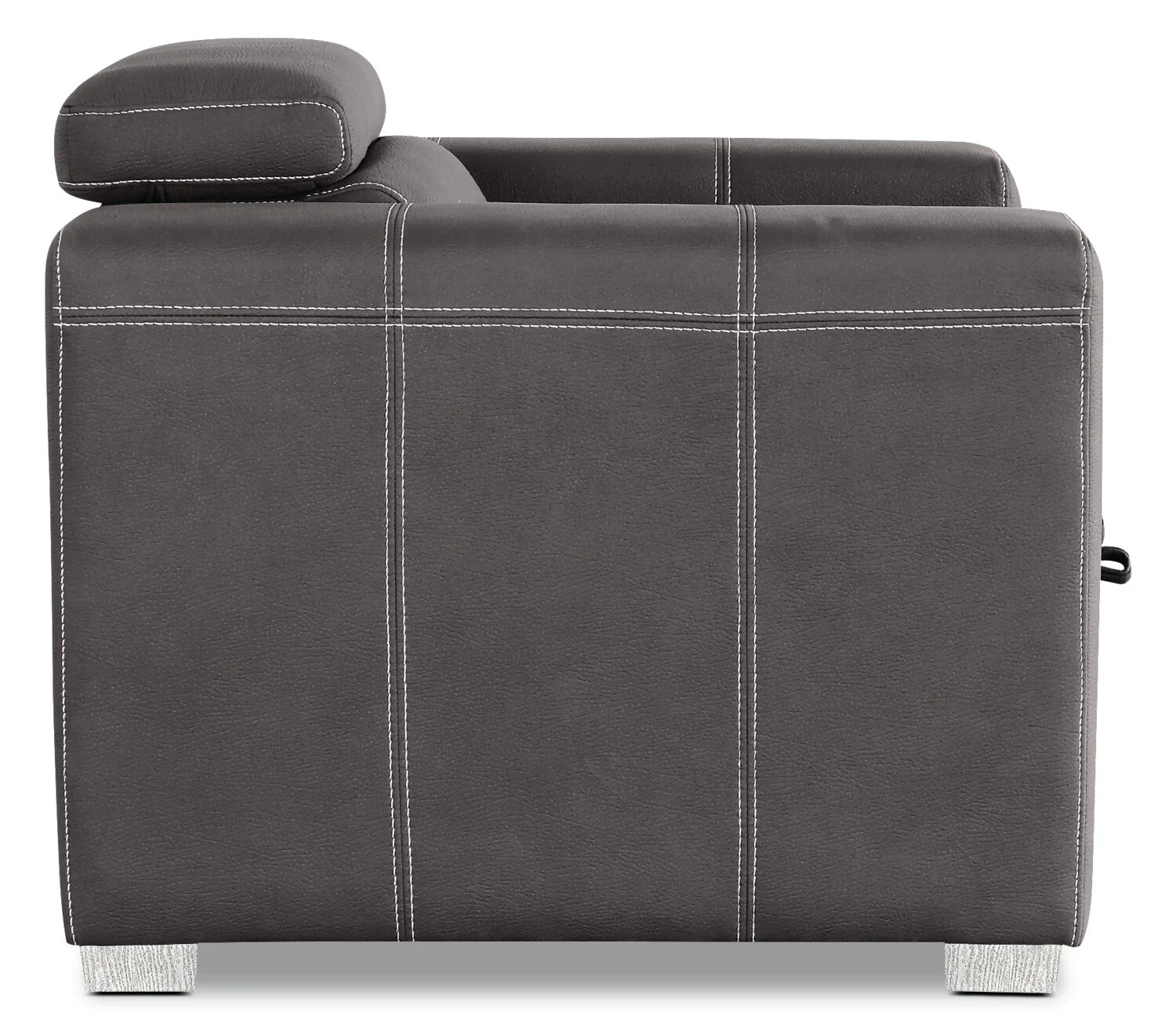 Foynes Faux Suede Chair with Pull-Out Ottoman - Cement - Image 14