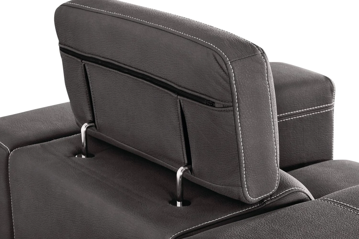Foynes Faux Suede Chair with Pull-Out Ottoman - Cement - Image 5