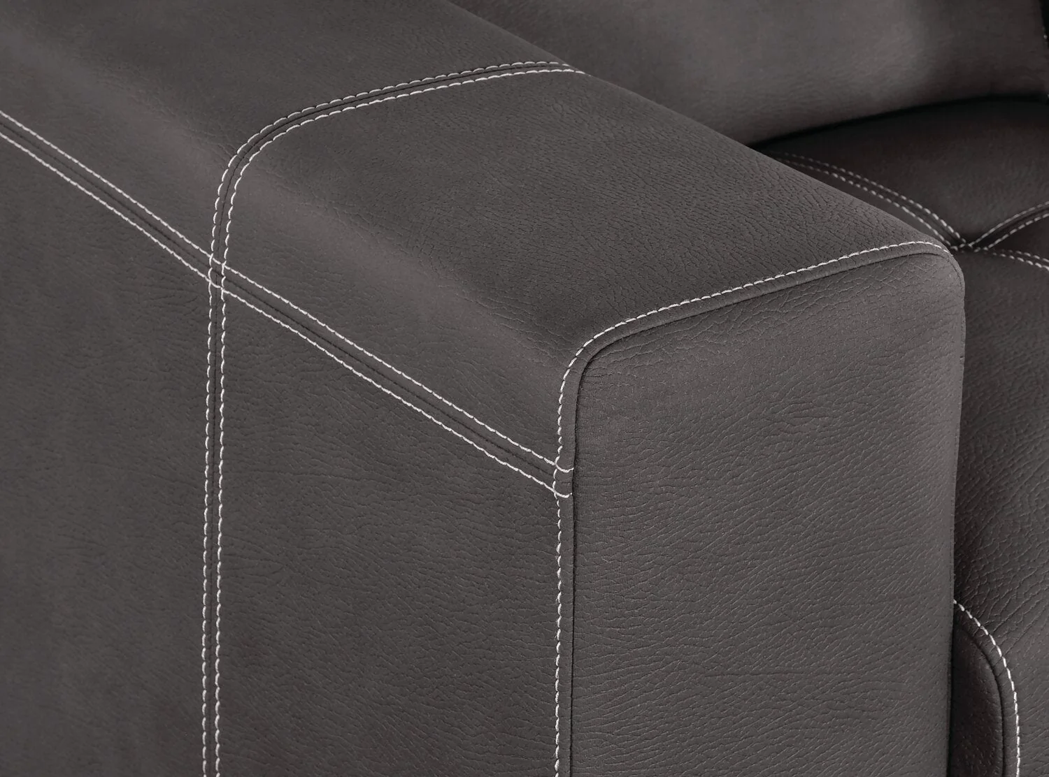 Foynes Faux Suede Chair with Pull-Out Ottoman - Cement - Image 6