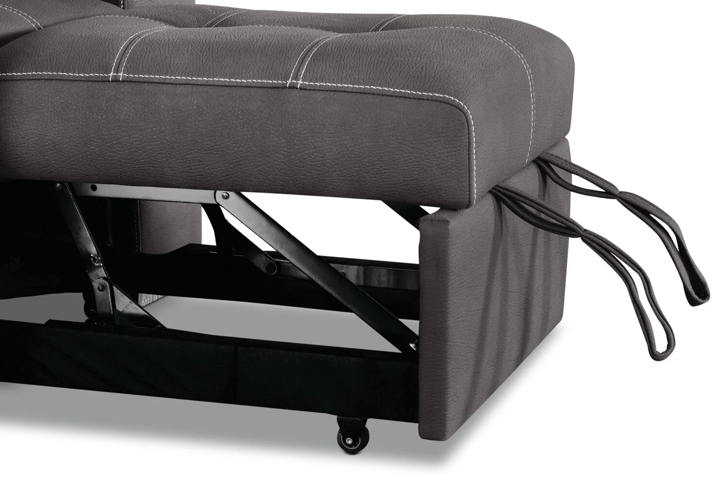 Foynes Faux Suede Chair with Pull-Out Ottoman - Cement - Image 7
