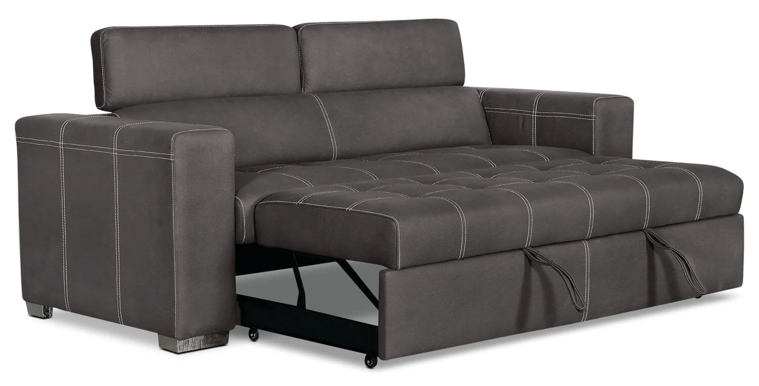Foynes Faux Suede Sleeper Sofa - Cement - Image 2
