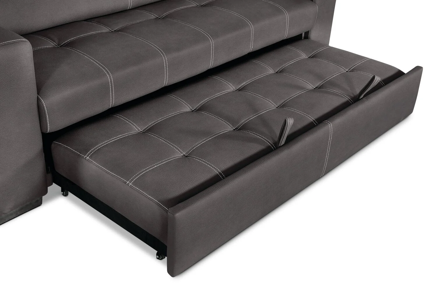 Foynes Faux Suede Sleeper Sofa - Cement - Image 3