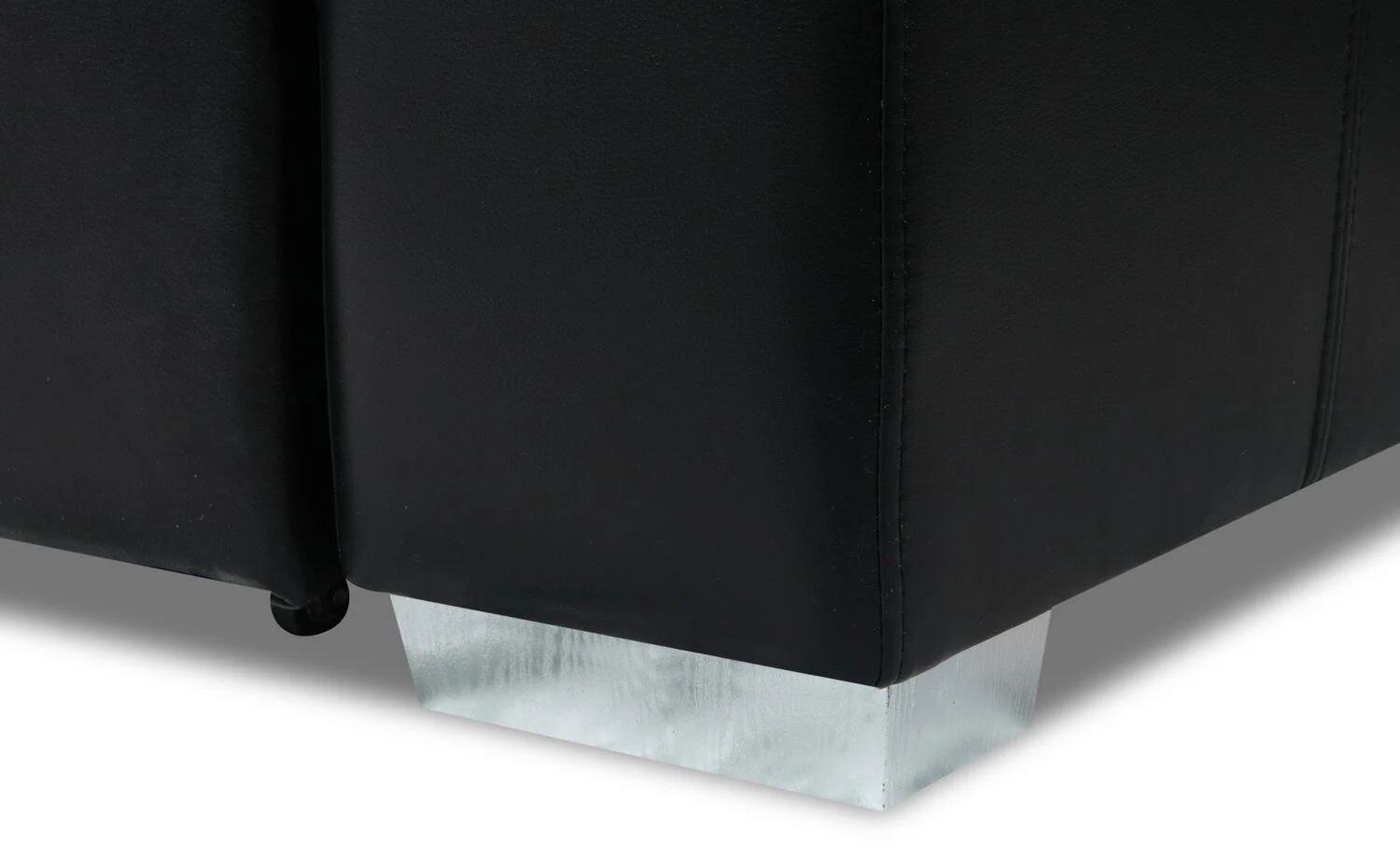Foynes Leather-Look Fabric Chair with Pull-Out Ottoman - Black - Image 6