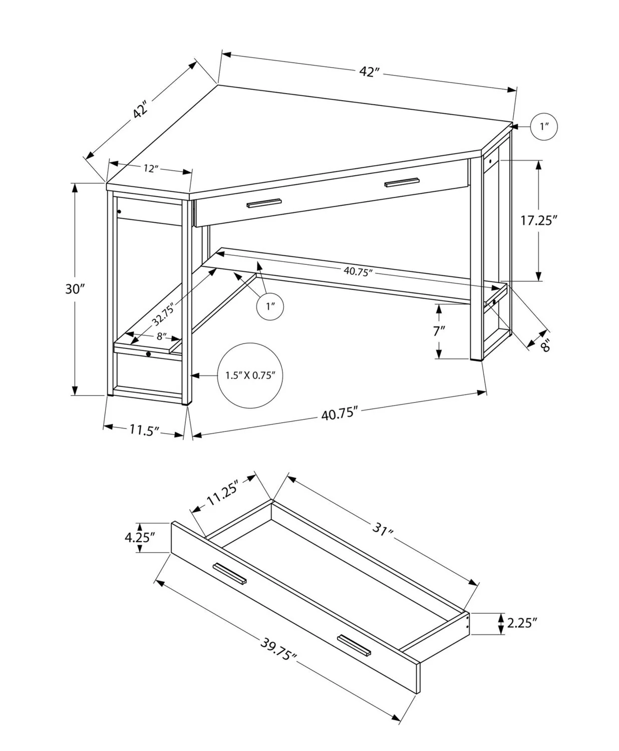 Fulton Corner Desk - Black - Image 4