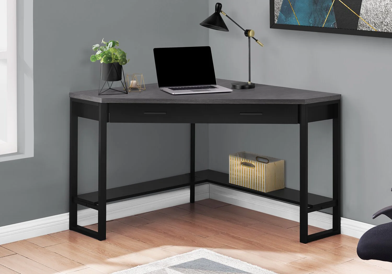 Fulton Corner Desk - Black/Grey - Image 9