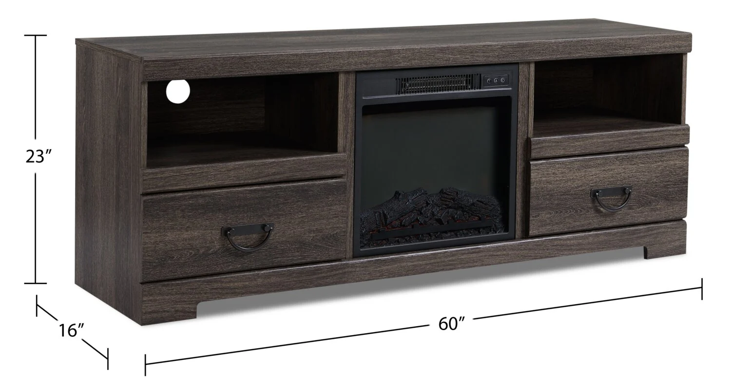 Funchal 60" TV Stand with Log Fireplace - Image 10