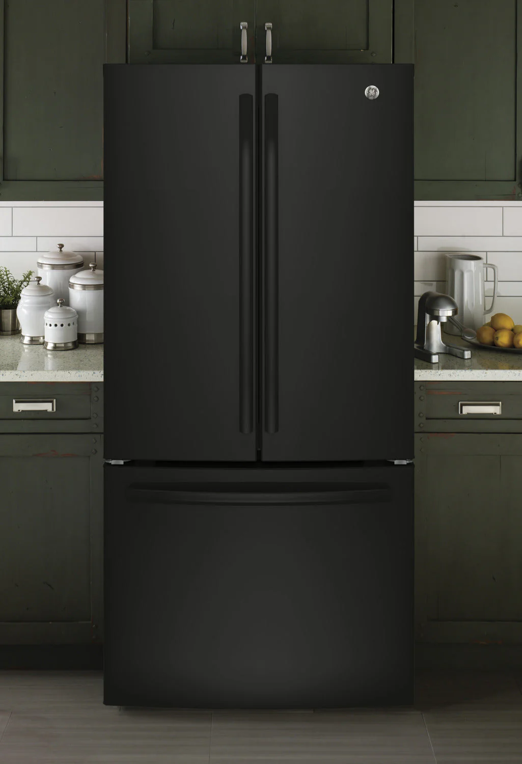 GE Black Counter-Depth French Door Refrigerator (18.6 Cu. Ft.) - GWE19JGLBB - Image 2