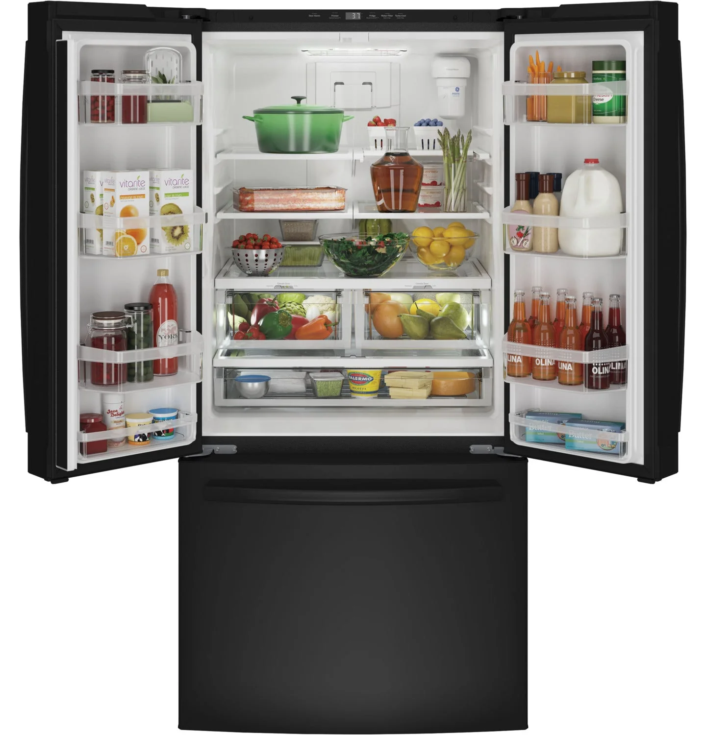 GE Black Counter-Depth French Door Refrigerator (18.6 Cu. Ft.) - GWE19JGLBB - Image 5