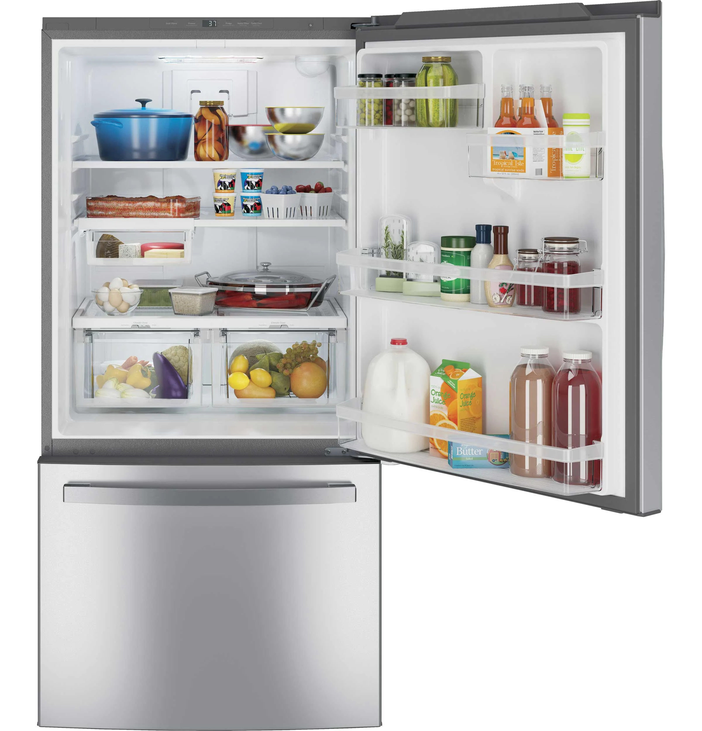 GE Fingerprint Resistant Stainless 33" Bottom-Mount Refrigerator (24.9 cu ft)- GDE25EYKFS - Image 4
