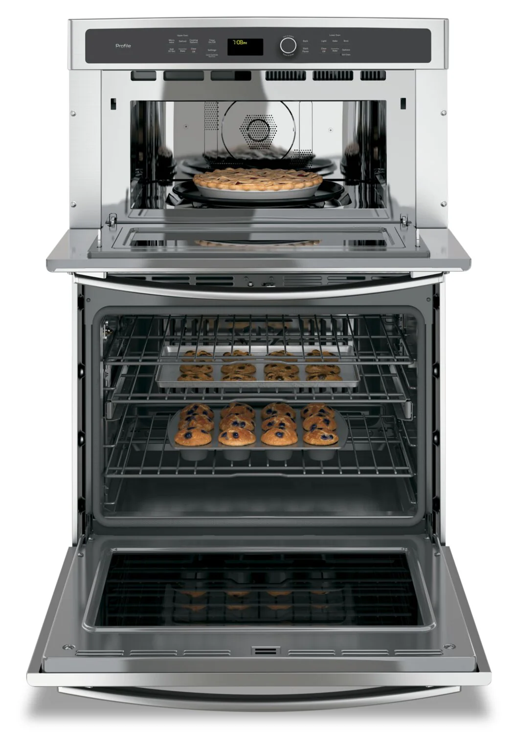 GE Profile 6.7 Cu. Ft. Built-In Combination Microwave and Wall Oven - PT7800SHSS - Image 3