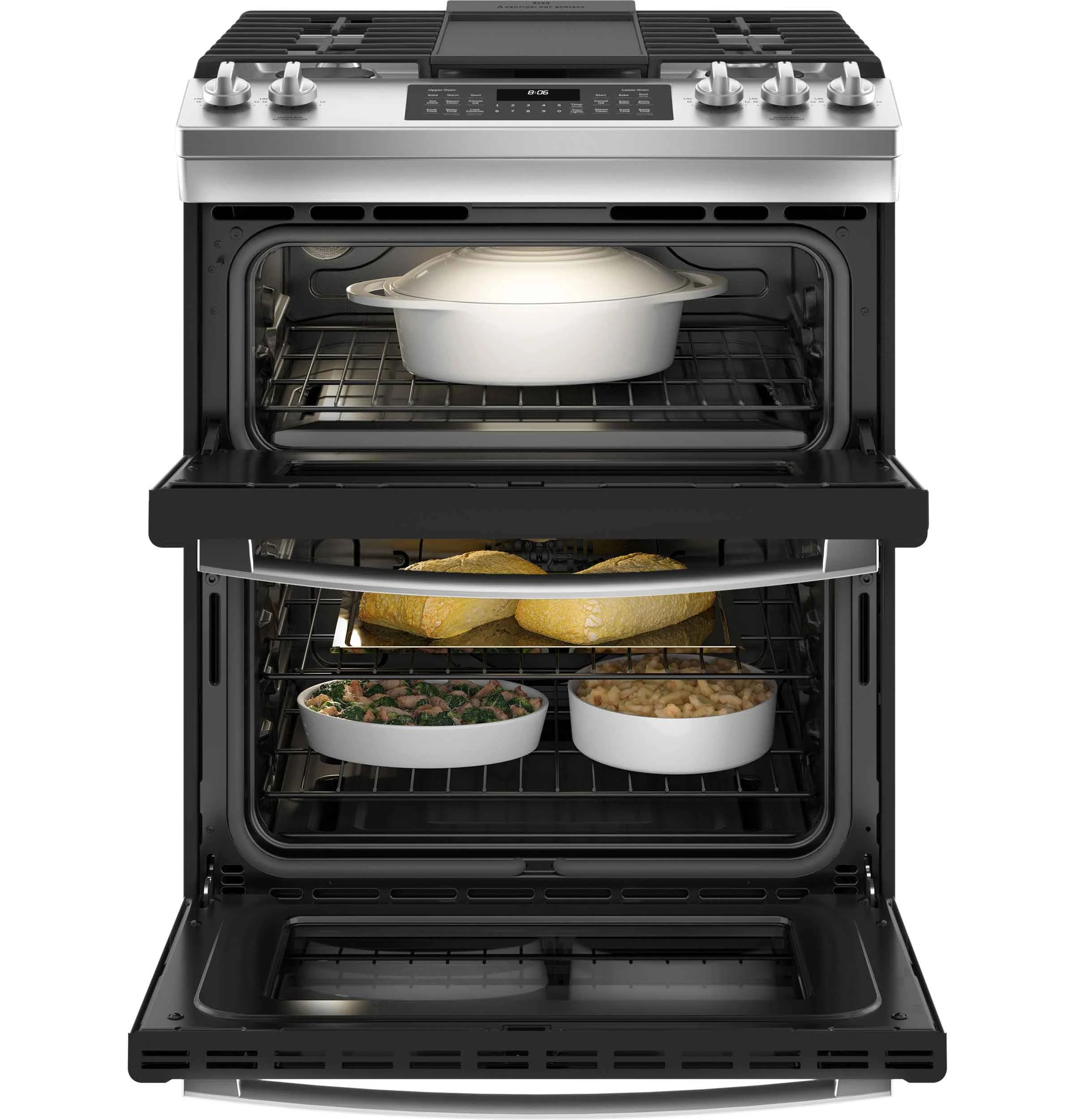 GE Stainless Steel 30" Slide-In Double-Oven Gas Range (6.7 Cu.Ft.) - JCGSS86SPSS - Image 2