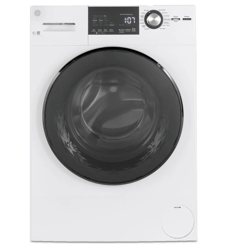GE White Front Load Washer with Steam (2.8 IEC Cu.Ft.) - GFW148SSMWW