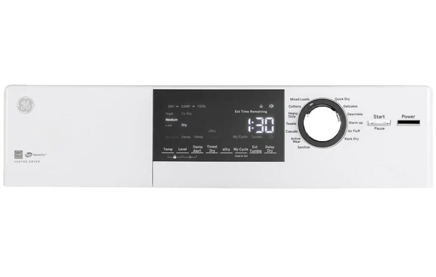 GE White Vented Electric Dryer with Stainless Steel Drum (4.1 Cu.Ft.) - GFD14JSINWW - Image 3