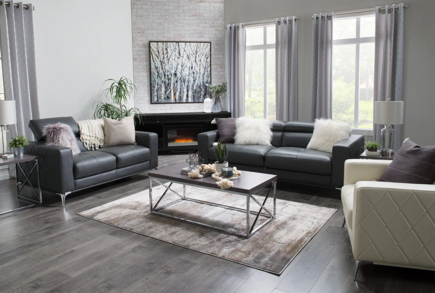 Greta 72" TV Stand with Glass Ember Firebox and Soundbar - Black - Image 5