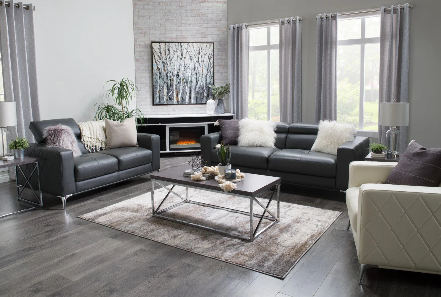 Greta 72" TV Stand with Glass Ember Firebox and Soundbar - White - Image 5