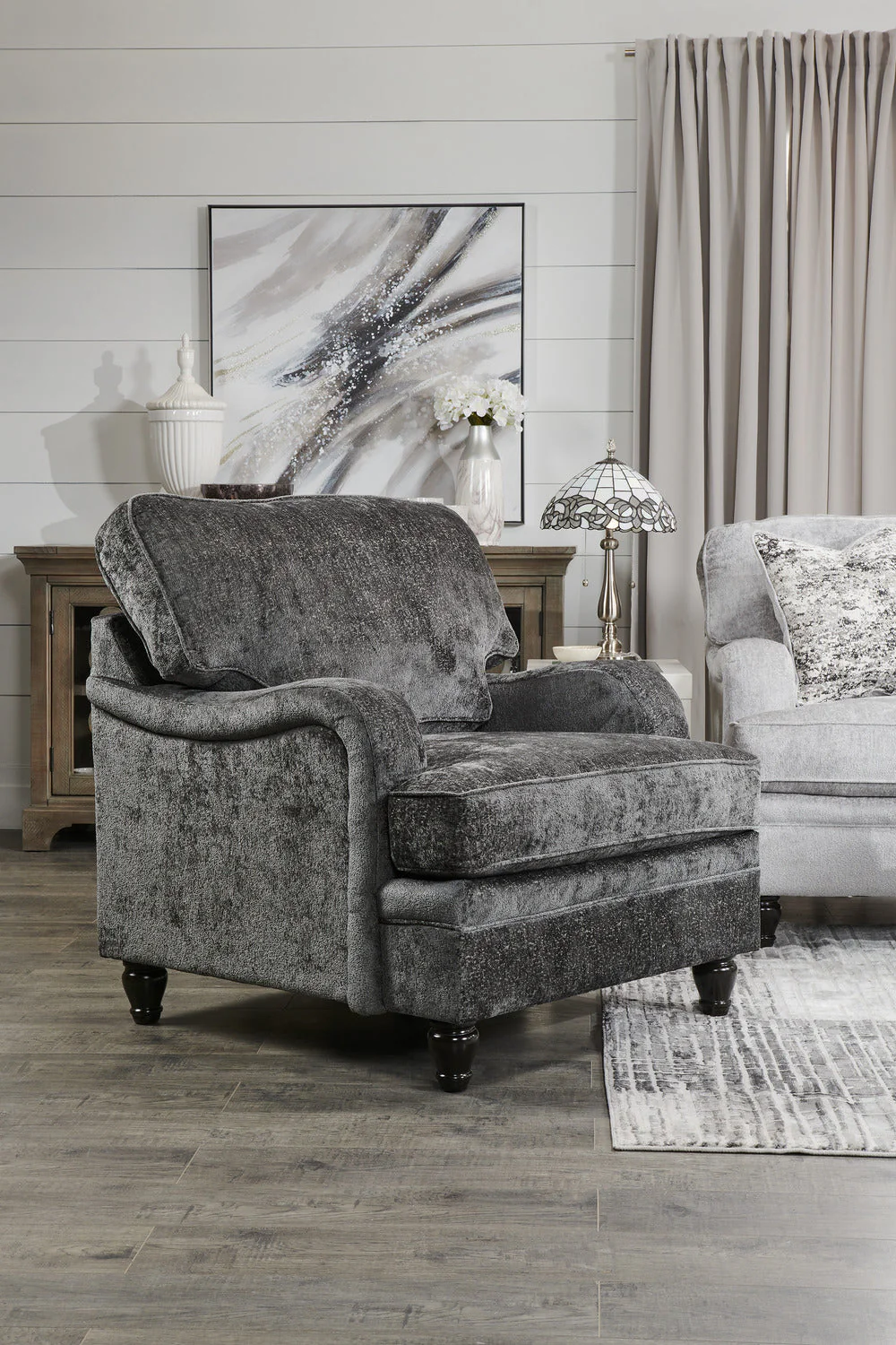 Greycliff Chenille Chair - Charcoal - Image 4