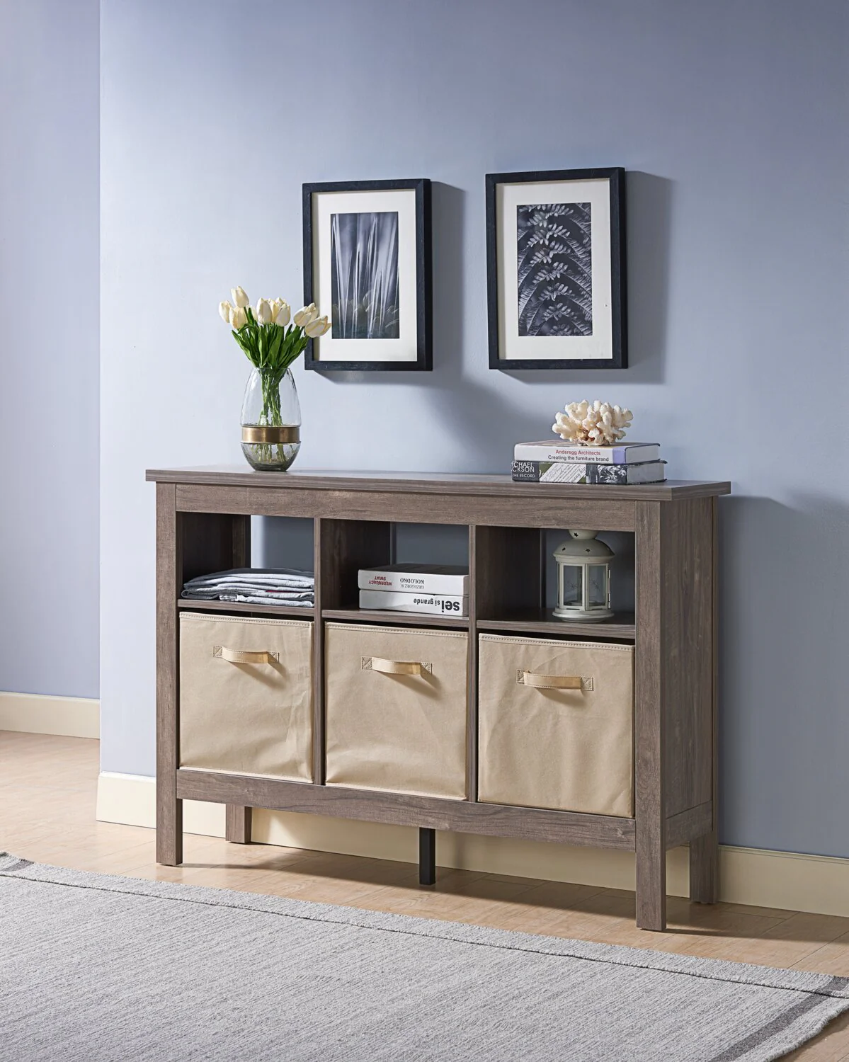 Grier Hall Table with Three Baskets - Beige - Image 6