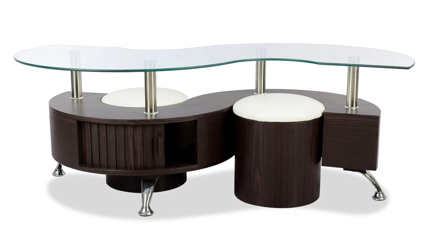 Griggs Coffee Table with Two Ottomans - Walnut - Image 3