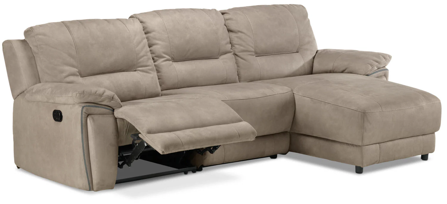 Halcyon Reclining Sofa with Right-Facing Chaise - Light Grey - Image 5