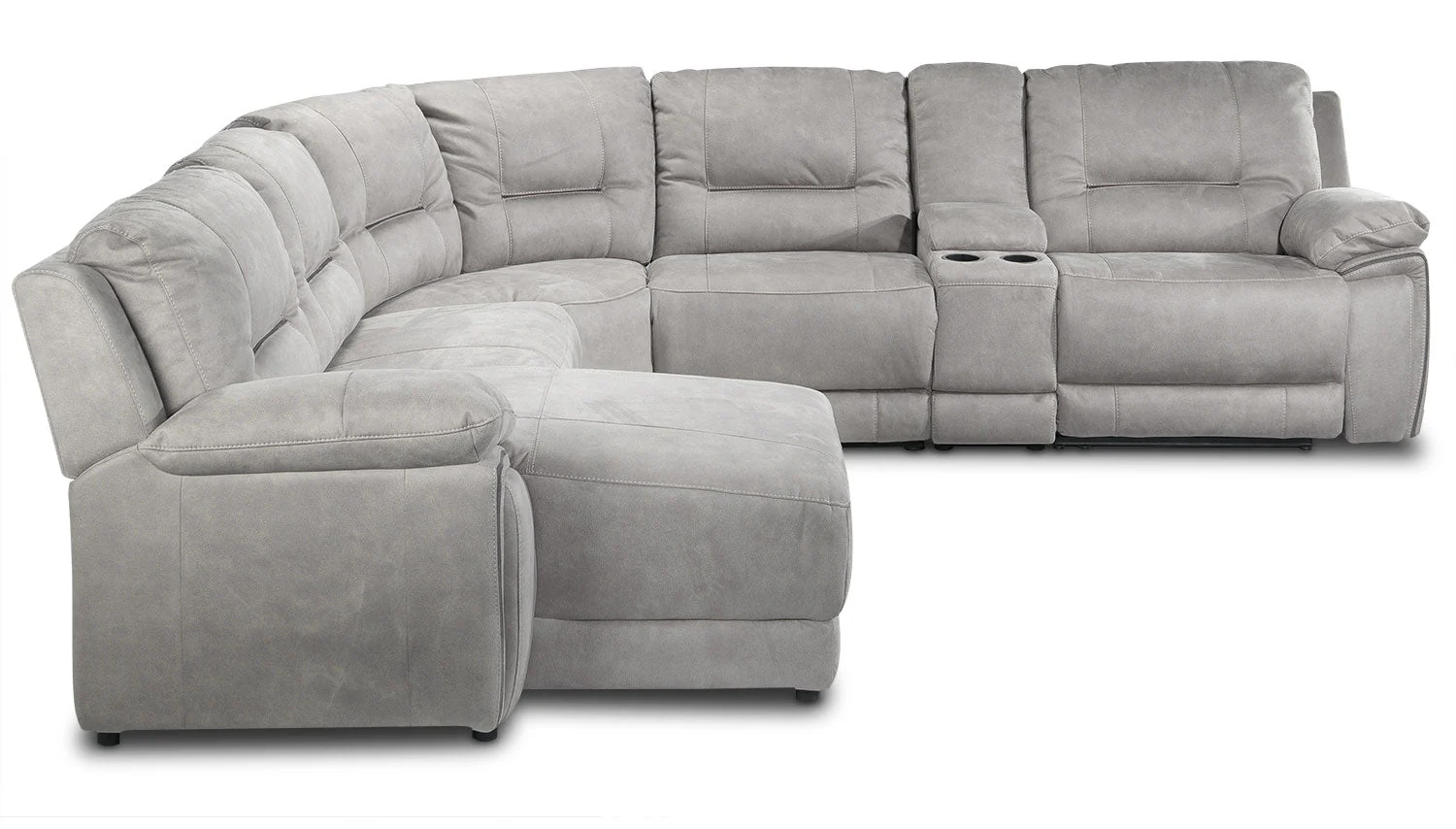 Halcyon 6-Piece Reclining Sectional with Left-Facing Chaise - Light Grey - Image 5
