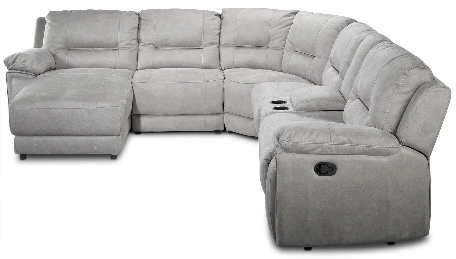 Halcyon 6-Piece Reclining Sectional with Left-Facing Chaise - Light Grey - Image 6