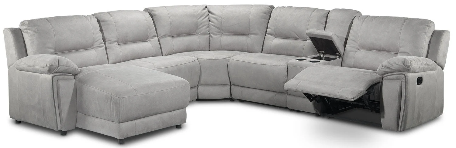 Halcyon 6-Piece Reclining Sectional with Left-Facing Chaise - Light Grey - Image 7
