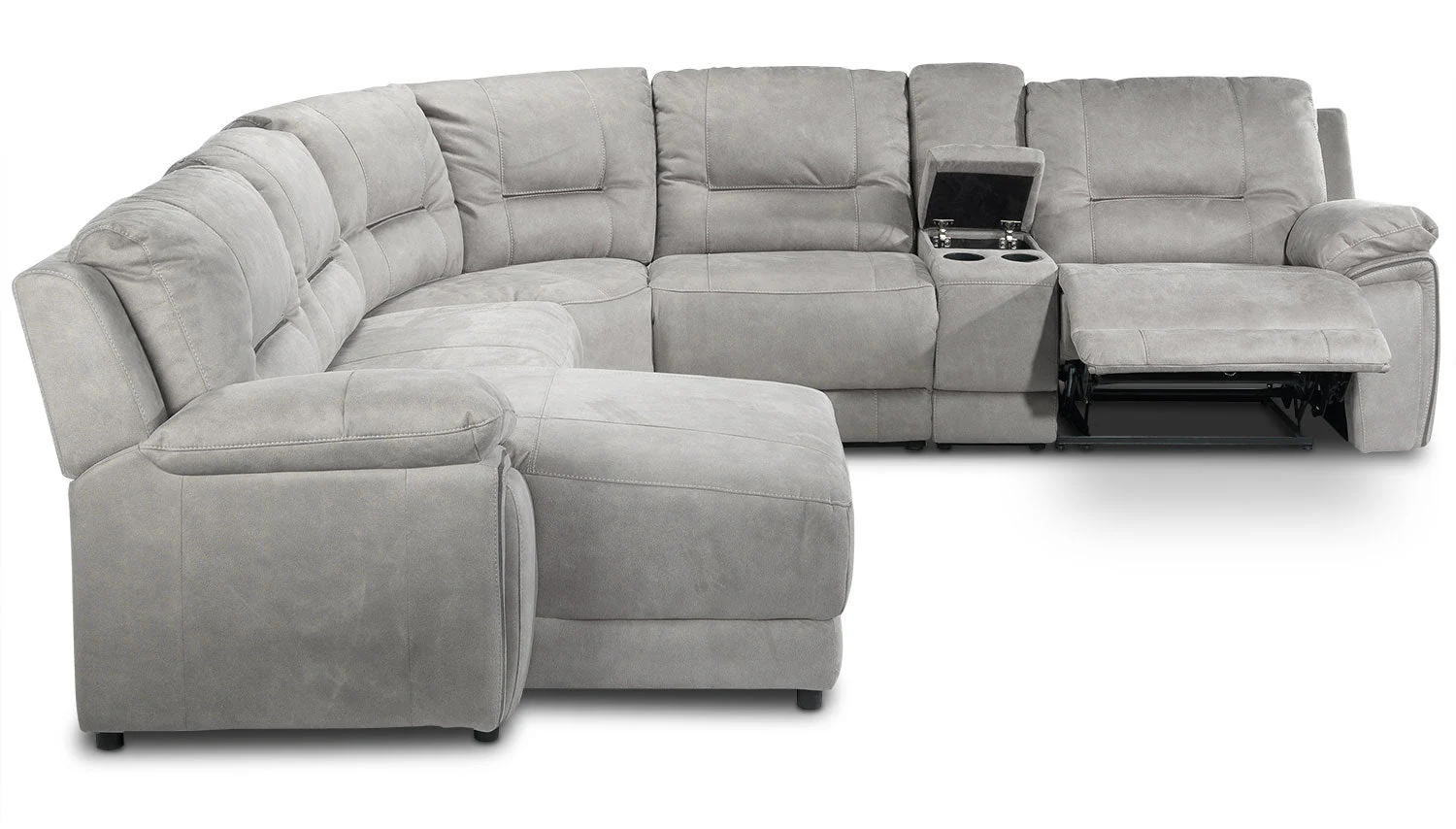 Halcyon 6-Piece Reclining Sectional with Left-Facing Chaise - Light Grey - Image 8
