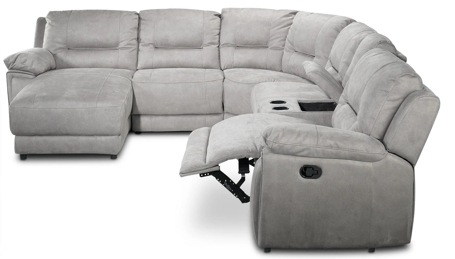 Halcyon 6-Piece Reclining Sectional with Left-Facing Chaise - Light Grey - Image 9