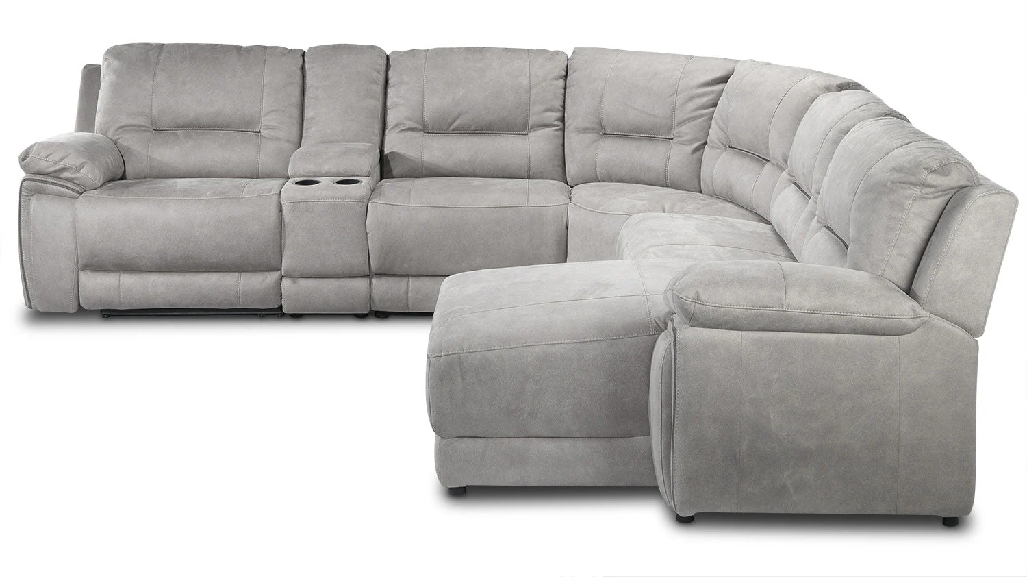 Halcyon 6-Piece Reclining Sectional with Right-Facing Chaise - Light Grey - Image 5