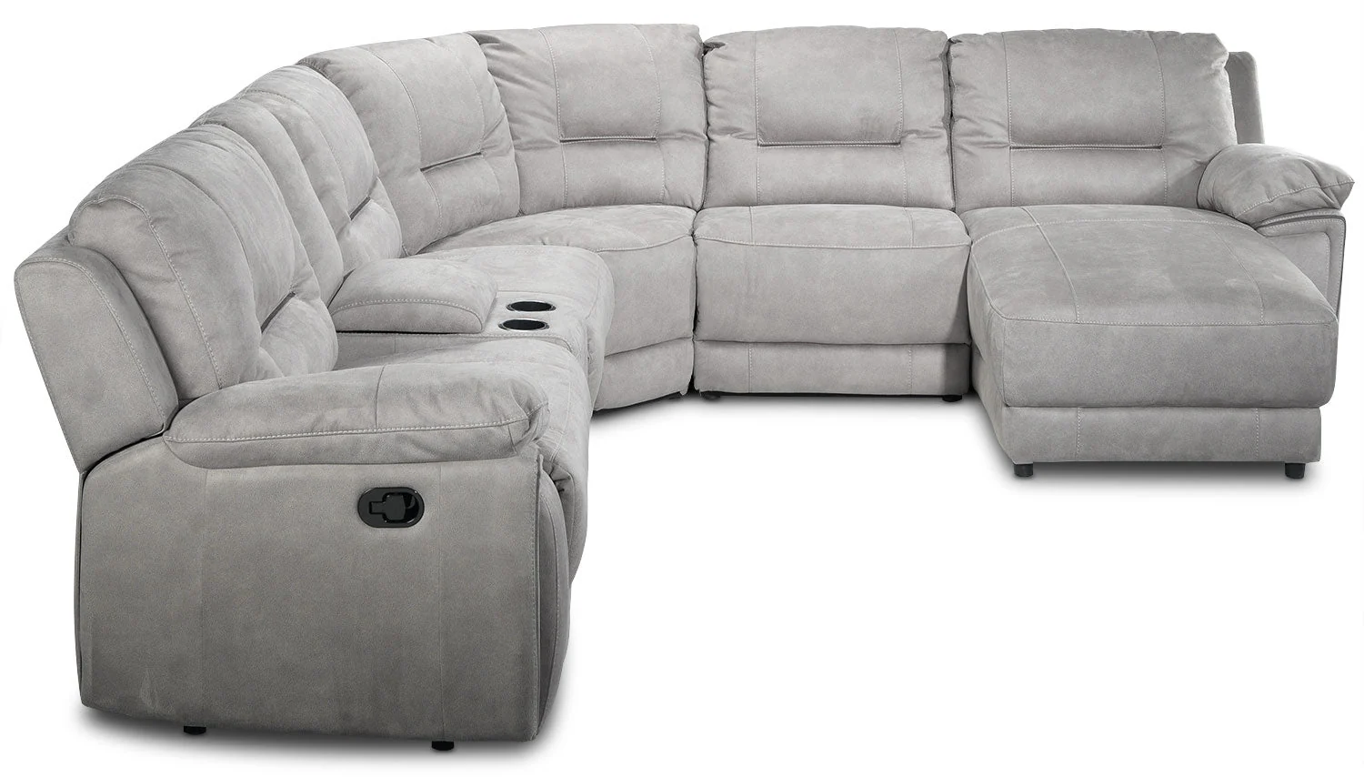 Halcyon 6-Piece Reclining Sectional with Right-Facing Chaise - Light Grey - Image 6