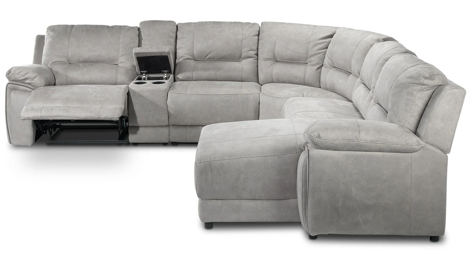 Halcyon 6-Piece Reclining Sectional with Right-Facing Chaise - Light Grey - Image 8