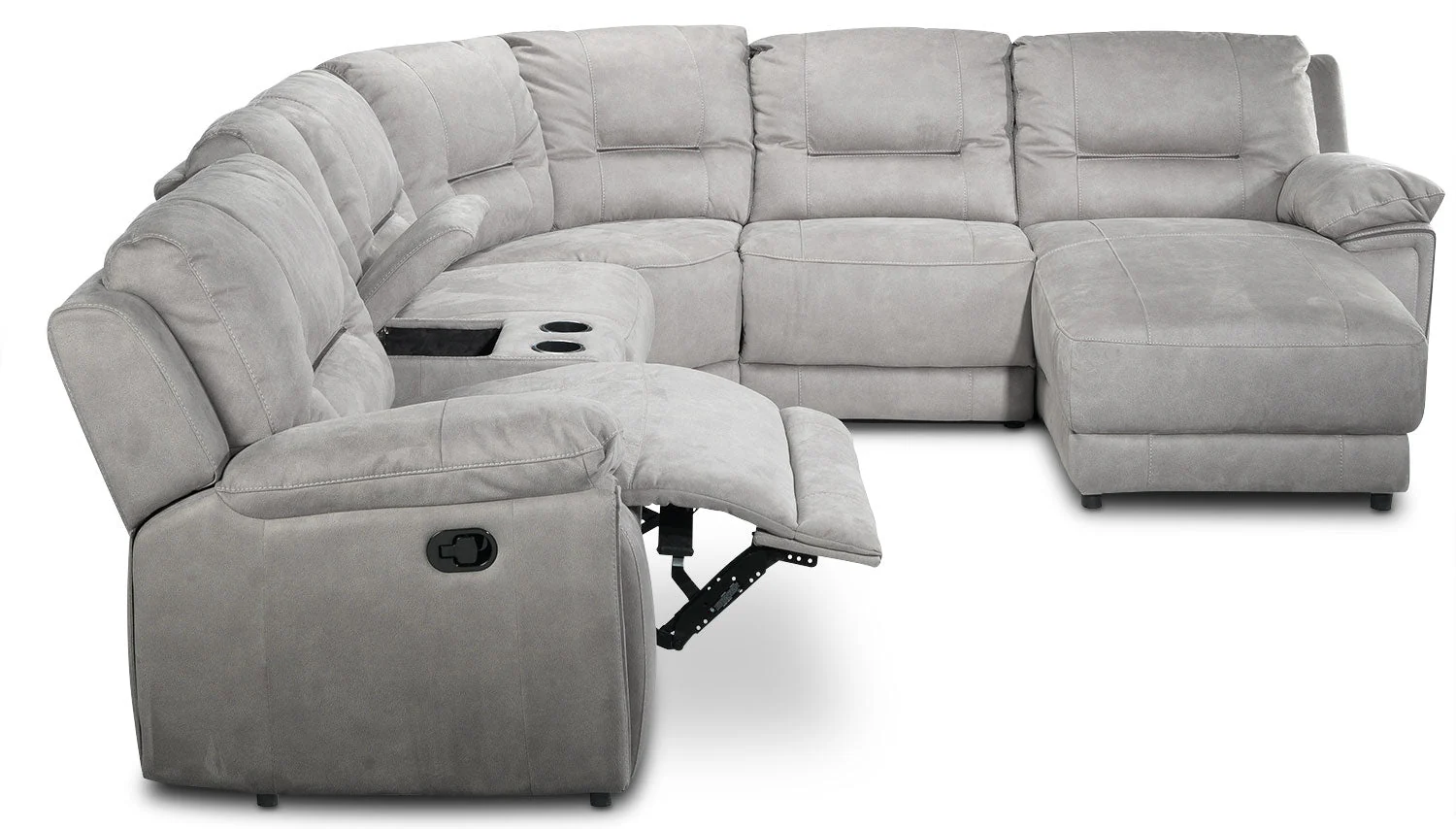 Halcyon 6-Piece Reclining Sectional with Right-Facing Chaise - Light Grey - Image 9