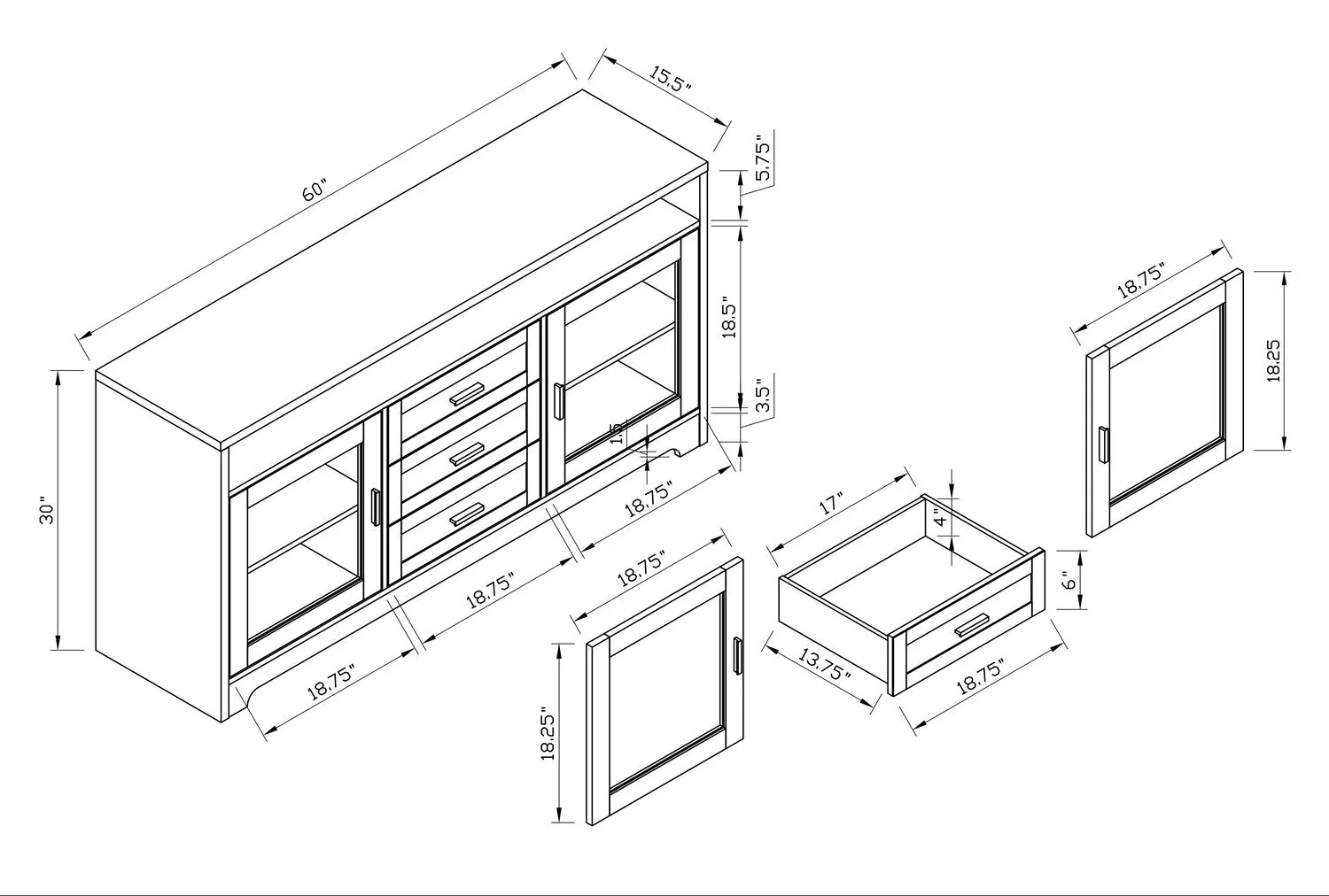 Hallett 3-Piece Entertainment Centre with 60" TV Opening - Brown - Image 10