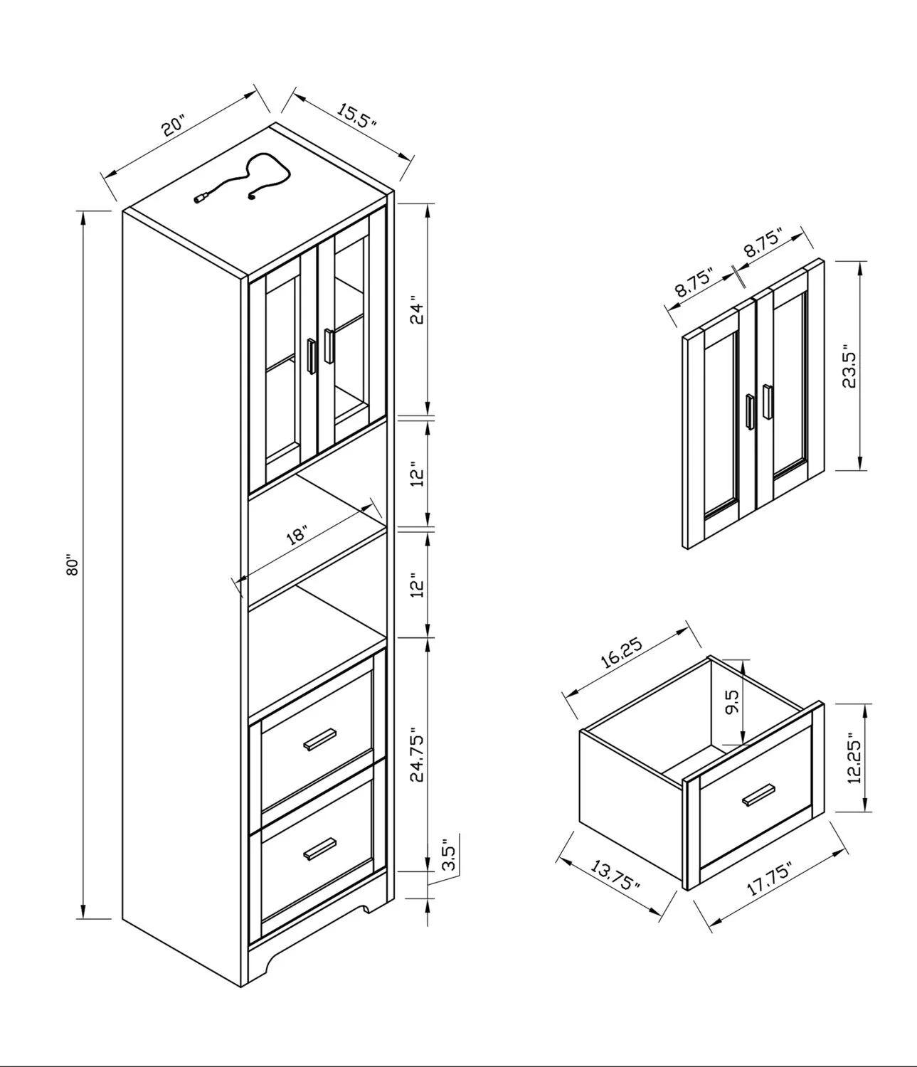 Hallett 3-Piece Entertainment Centre with 60" TV Opening - Brown - Image 11
