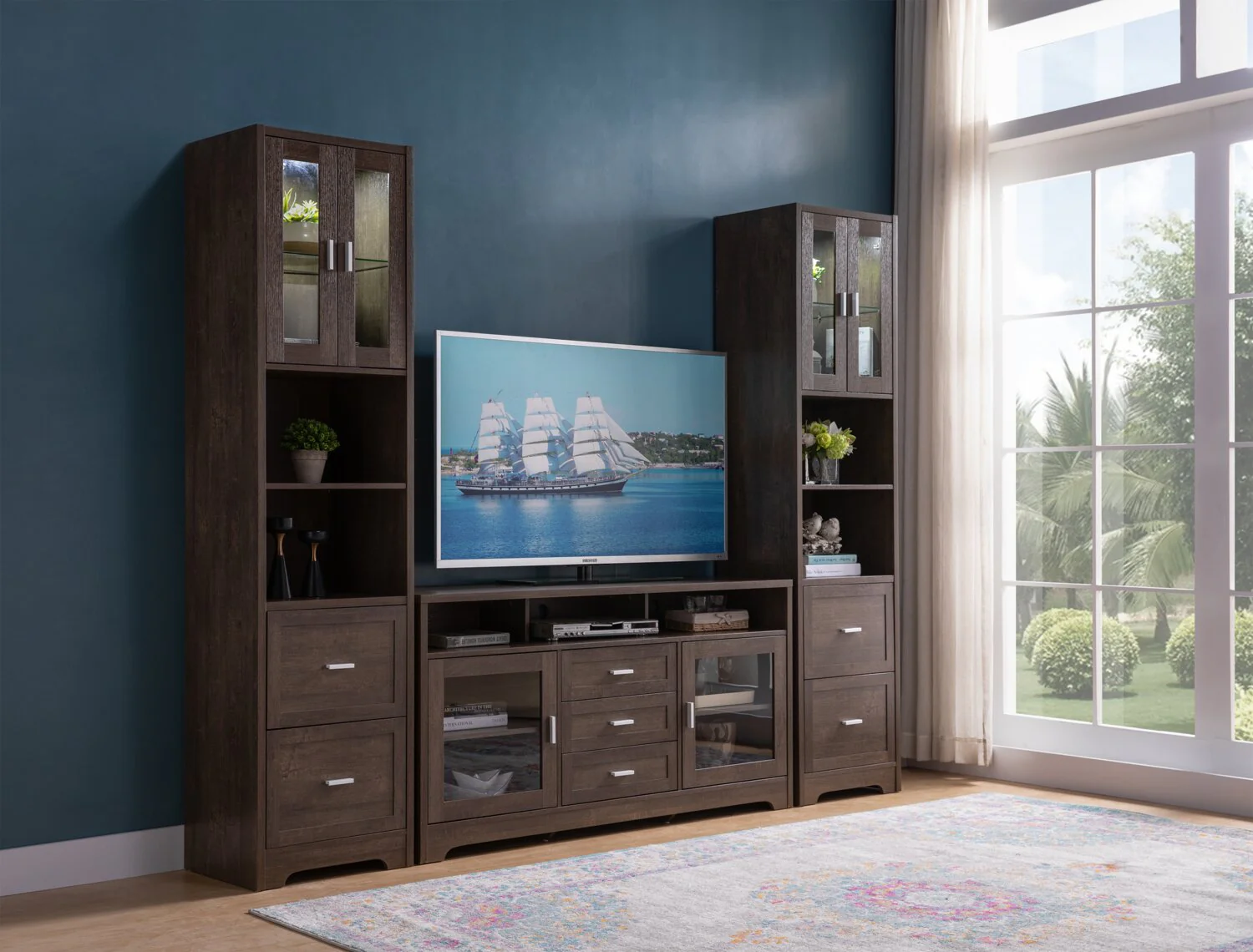 Hallett 3-Piece Entertainment Centre with 60" TV Opening - Brown - Image 12