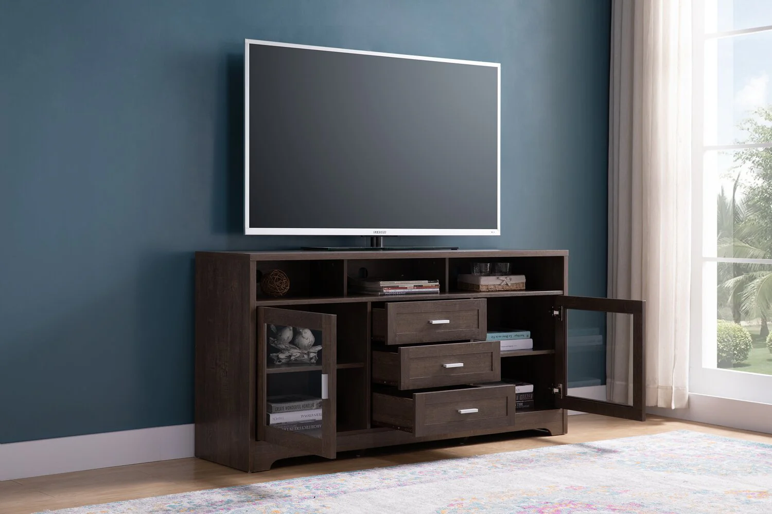 Hallett 60" TV Stand - Brown - Image 10