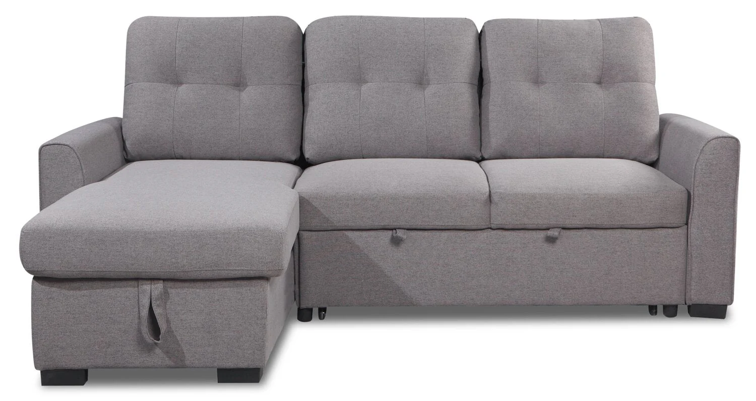 Happes 2-Piece Linen-Look Fabric Left-Facing Sleeper Sectional - Solis Grey