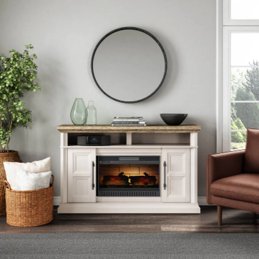 Hassail Fireplace TV Stand - Antique White - Image 3