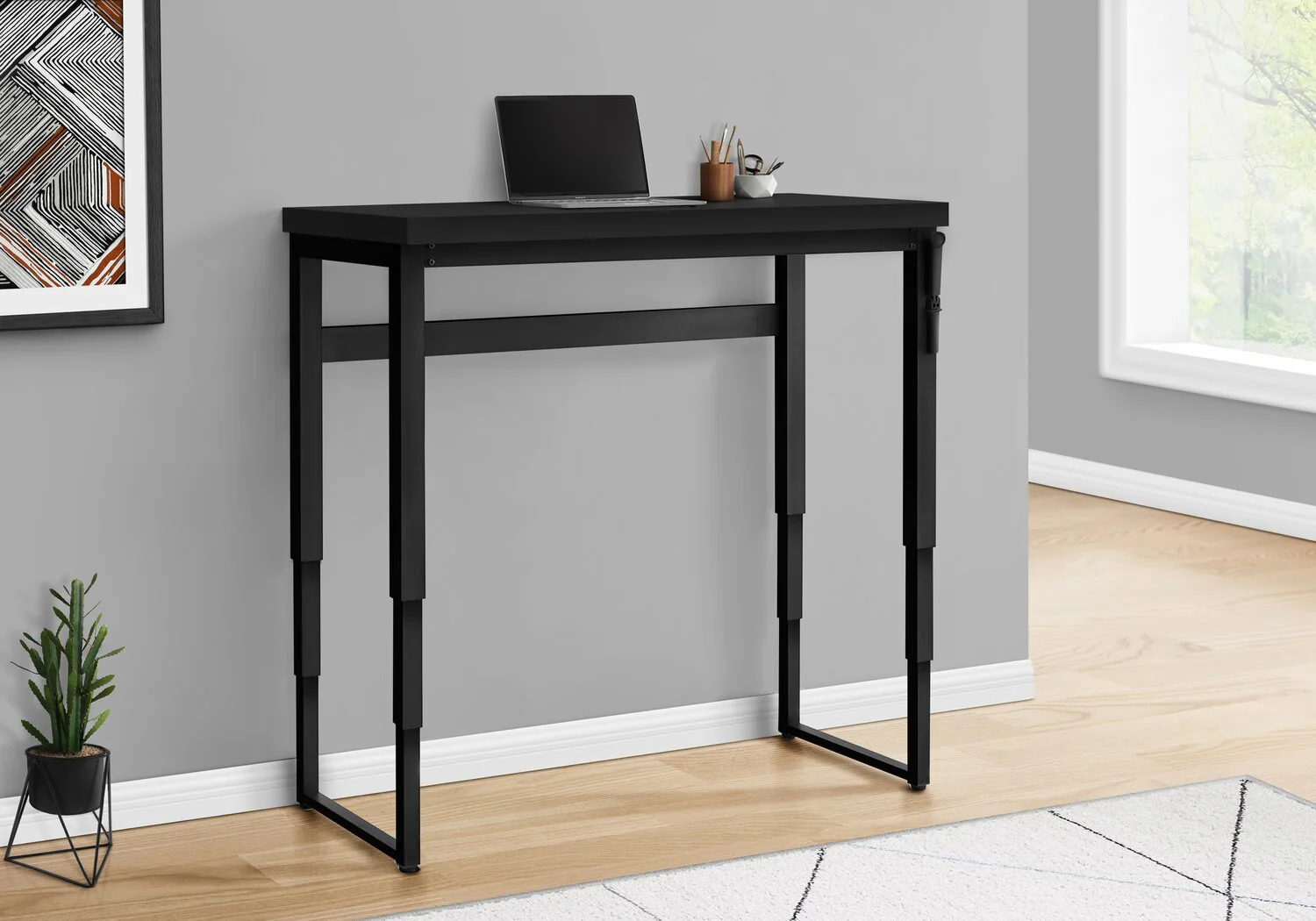 Hayes Height-Adjustable Desk - Black - Image 7