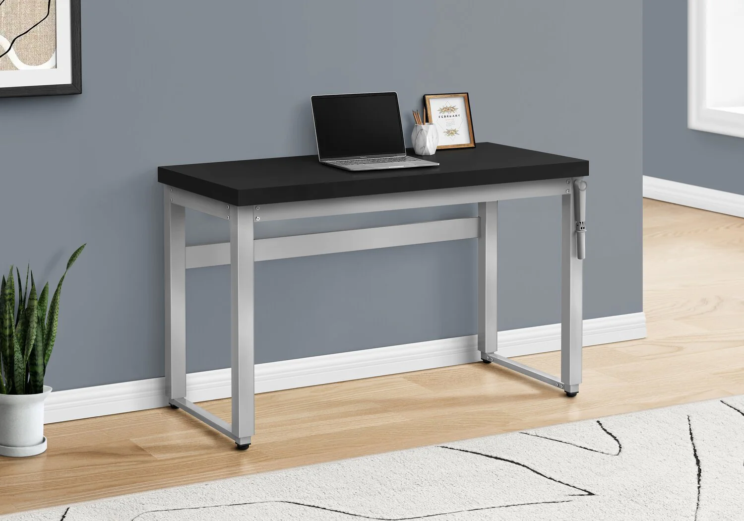 Hayes Height-Adjustable Desk - Black/Silver - Image 7