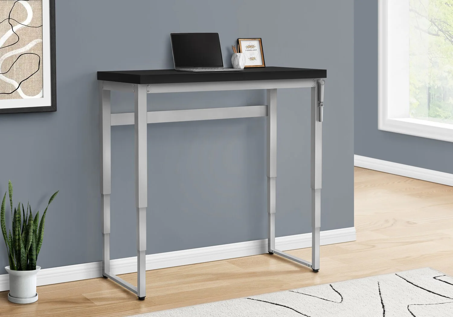 Hayes Height-Adjustable Desk - Black/Silver - Image 8