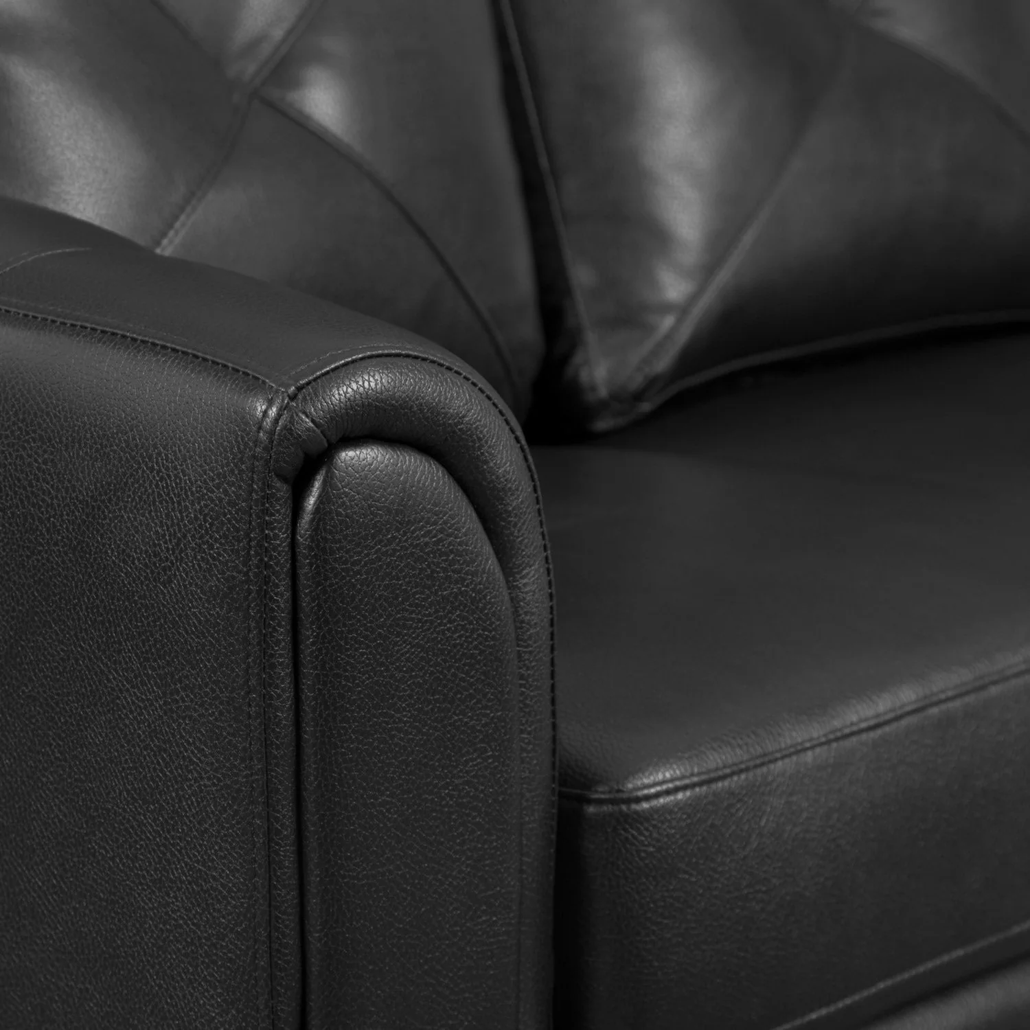 Henrick Leather-Look Fabric Loveseat - Black - Image 5