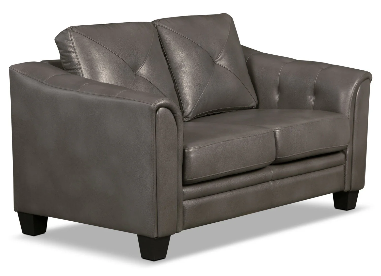 Henrick Leather-Look Fabric Loveseat - Grey - Image 2