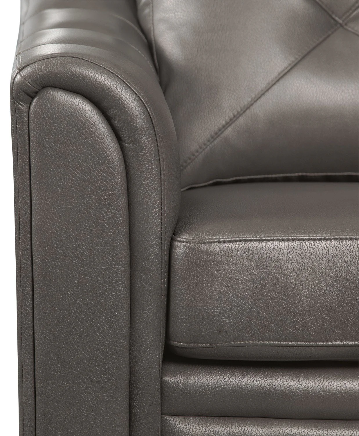 Henrick Leather-Look Fabric Loveseat - Grey - Image 4
