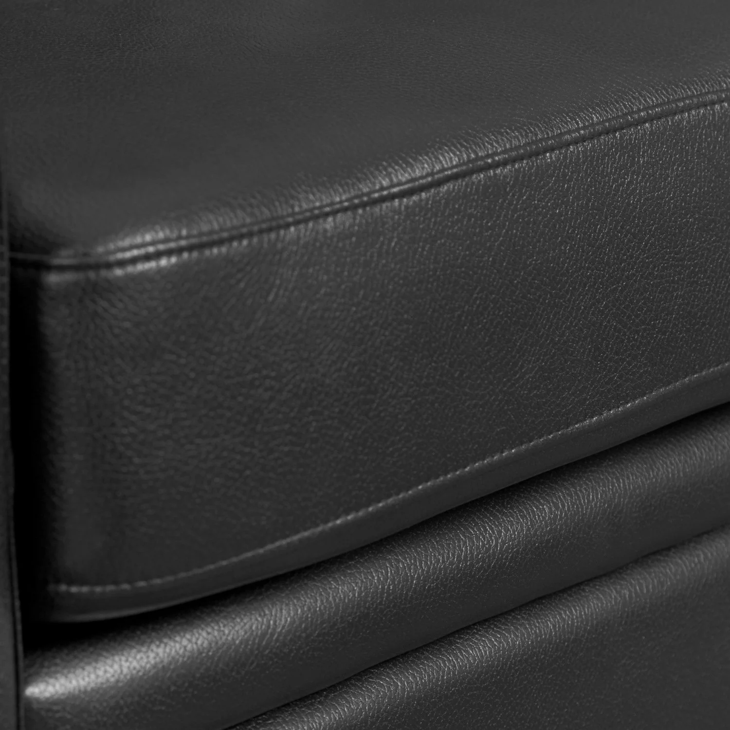 Henrick Leather-Look Fabric Sofa - Black - Image 5